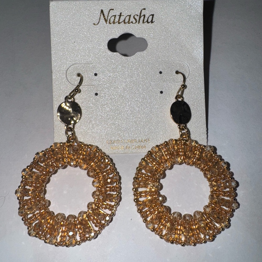 Natasha Couture Gold Textured Hoop Earrings